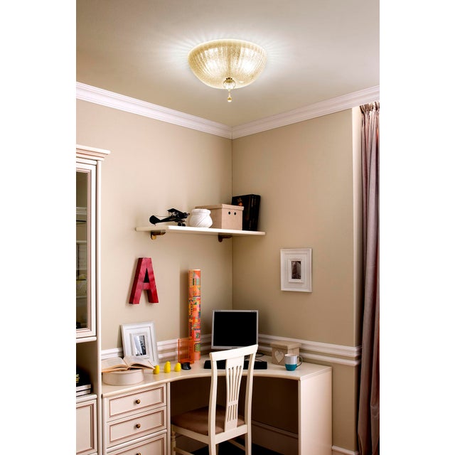 Murano glass ceiling light made with amber granules that create a gold effect. Handmade Murano glass finish with gold...