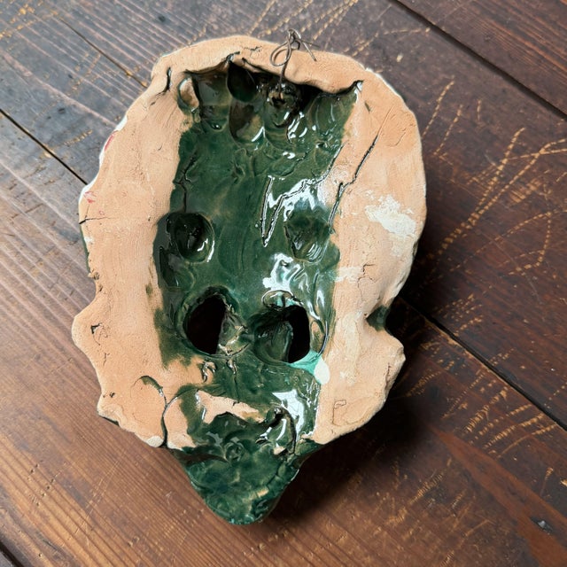 Ceramic Green Ceramic Apotropaic Mask from Gennaro Condurso, Italy, 2010s For Sale - Image 7 of 8