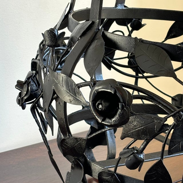 Early 20th Century Early 20th Century French Art Nouveau-Style Iron Plant Stands — a Pair For Sale - Image 5 of 12