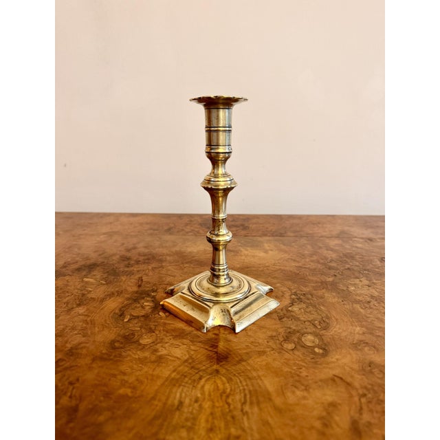 Early 18th Century Antique Queen Ann Brass Candlestick, 1700 For Sale - Image 5 of 5
