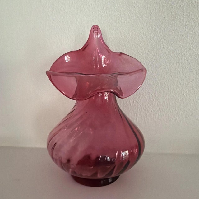 Vintage Fenton Cranberry Jack in the Pulpit Pilgrim Art Glass decor For Sale - Image 4 of 5