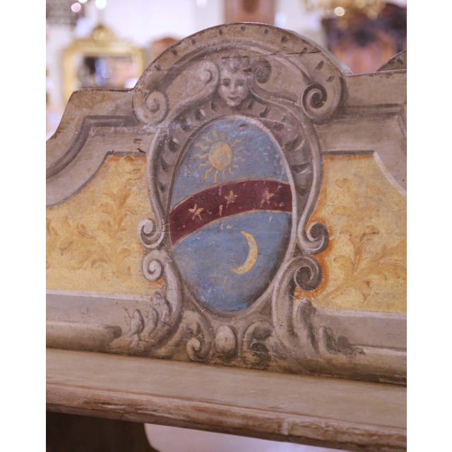 Wood Pair of Mid-Century Italian Carved and Hand-Painted Oak Cassapanca Benches For Sale - Image 7 of 13