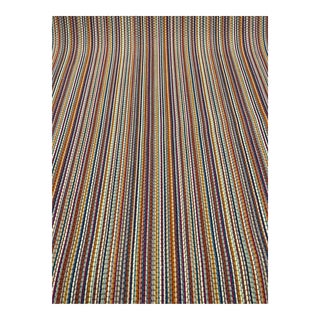 Gray Watkins Alder Stripe - Zinnia. Multicolored Nubby Woven Designer Fabric - 3 Yards For Sale