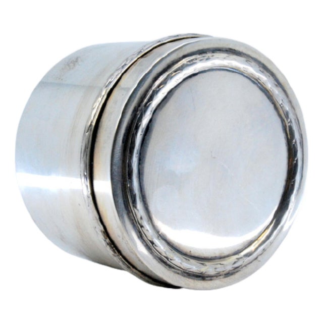 Silver Tea Box with Beaded Border and Removable Lid For Sale