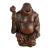 Signed Concrete Laughing Buddha Statue With Reddish Brown Finish Asian Garden Sculpture For Sale