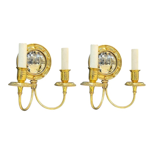 1920's Federal Style Bronze Sconces With Mirror For Sale