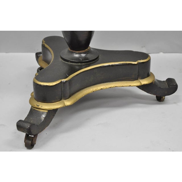 Antique English Victorian Mother of Pearl Inlay Black Lacquer Tilt Top Table For Sale - Image 10 of 18