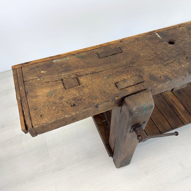 Vintage Carpenters Work Table For Sale - Image 10 of 15