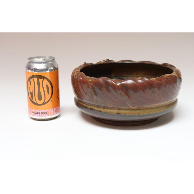 Burgundy Vintage Matte Maroon Glazed Ceramic Planter Bowl by Deanna Nichols For Sale - Image 8 of 15