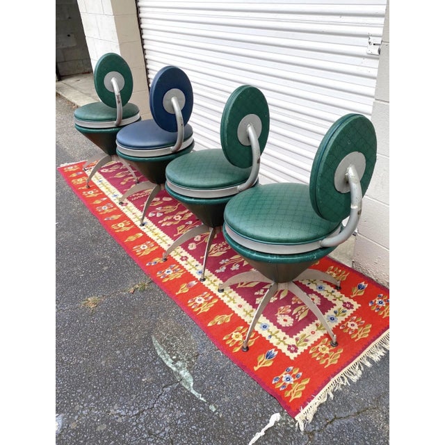 Art Deco Machine Age Swivel Chairs in the Style of Vernon Panton - Set of 4 For Sale - Image 3 of 9