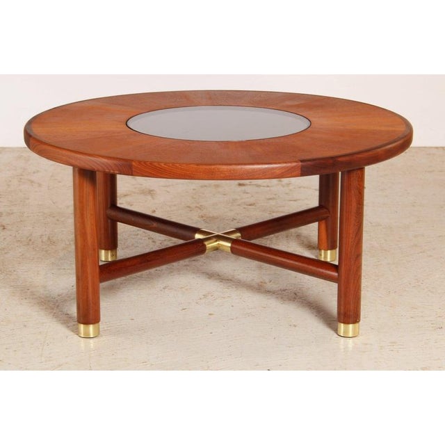 Mid-Century Round Coffee Table with Smoked Glass Top and Brass Feet from G-Plan, 1960s For Sale - Image 9 of 9