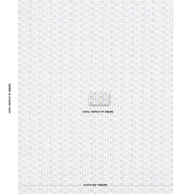 A classic combination of flowers and stripes, this delicate small-scale design has a lovely handprinted look. Cabanon...