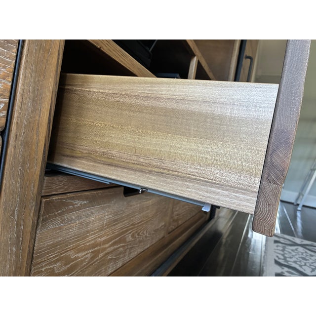 Arhaus Baumann 113" Oak Media Wall Unit With Sliding Doors For Sale - Image 9 of 17