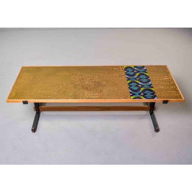 Mid-Century Modern Mid-Century Italian Cocktail Table With Craquelure and Enamel Top For Sale - Image 3 of 12