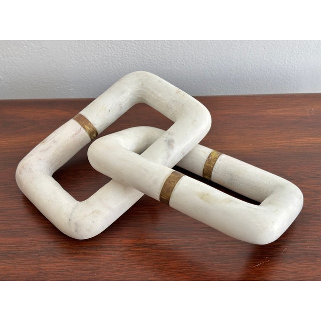 1990s Marble and Brass Sculpture Links For Sale - Image 5 of 5