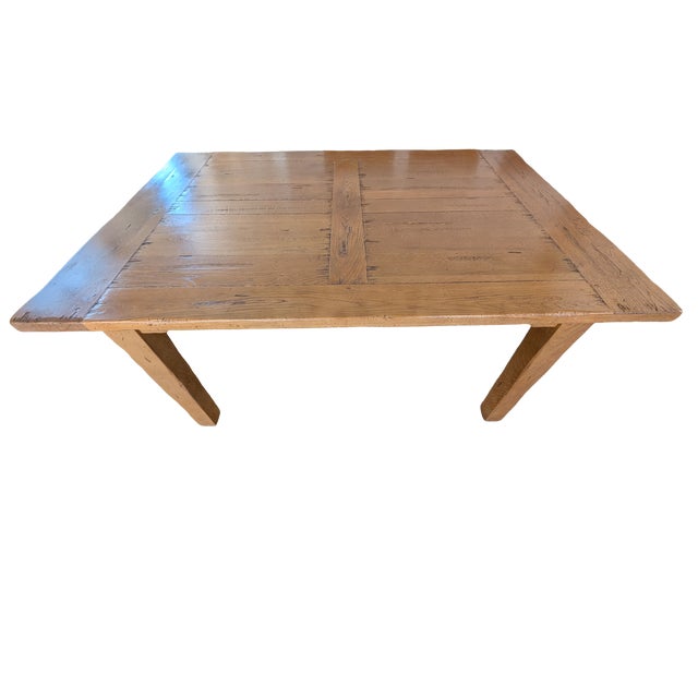 Farmhouse French Provincial Solid Oak Dining Table For Sale - Image 3 of 7