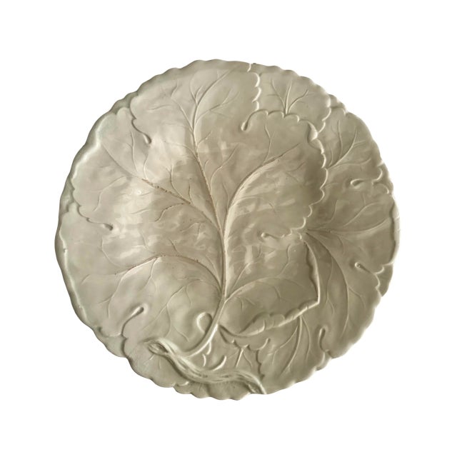 Pair of vintage lite celadon sage leaf covered dinner plates, perfect for display in a china cabinet or your living room....