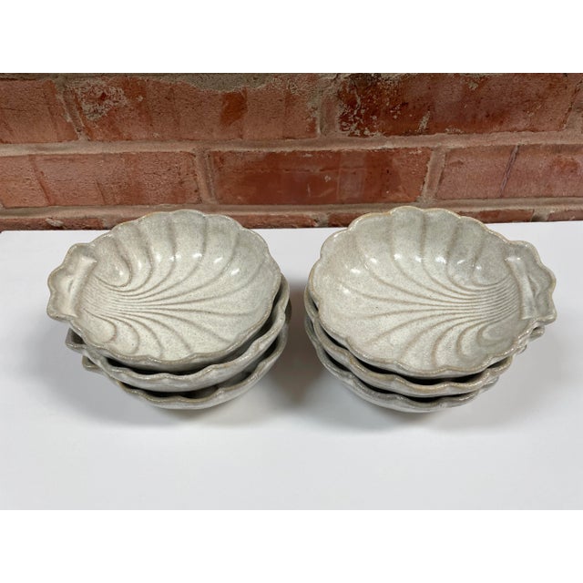 Scallop Shell Shaped Pottery Bowls / Dishes - Set of 6 For Sale - Image 4 of 8