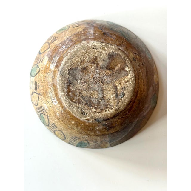 15th Century & Earlier Islamic Buff Ware Slip Paint Ceramic Bowl with Animate Design Nishapur For Sale - Image 5 of 16
