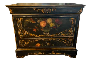 19th Century French Black Lacquered Louis Philippe Commode
