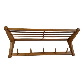 Mid-Century Czechoslovakian Wooden Wall Coat Rack with Shelf by ULUV, 1970 For Sale