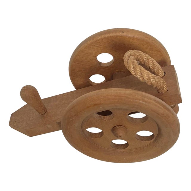1970s Wooden and rope bottle holder representing a cannon. French works by Audoux Minet For Sale