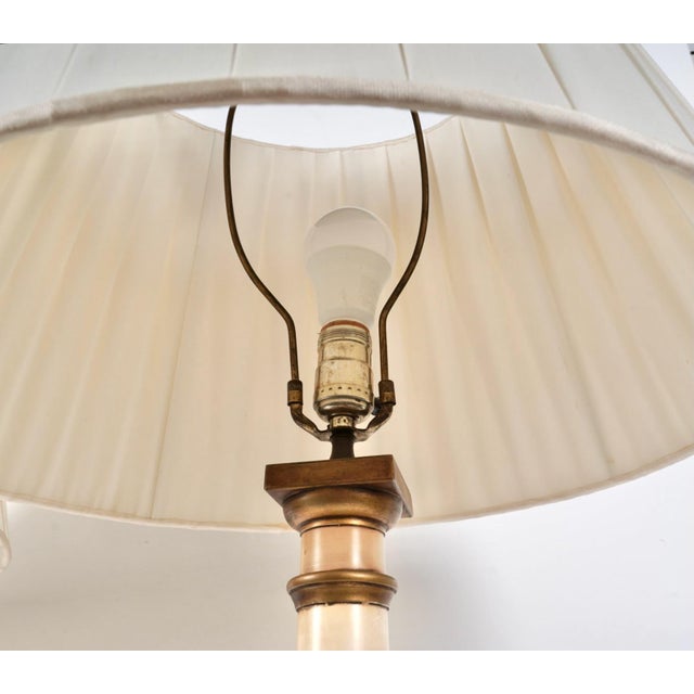 Ivory Mid 20th Century Painted Tole Empire-Style Lamps - Pair For Sale - Image 8 of 9