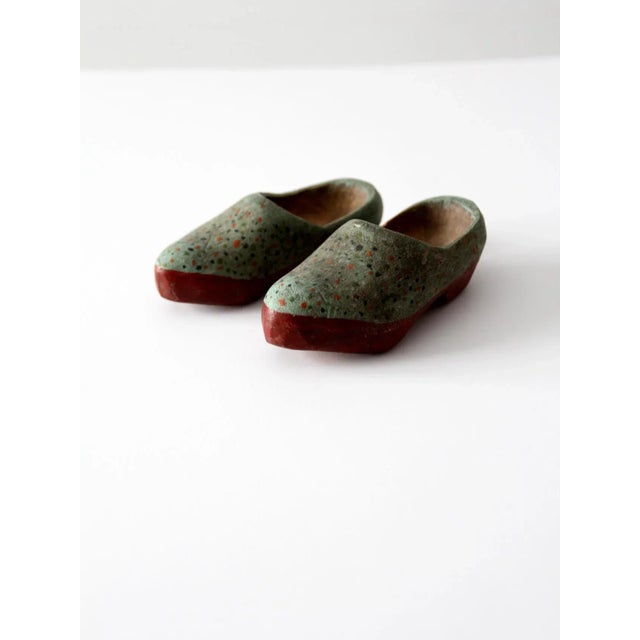 Antique Children's Wooden Clogs Pair For Sale - Image 4 of 10