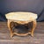 Elegant French Louis XV coffee table with a beautifully veined marble top set above a richly carved apron, adorned with...