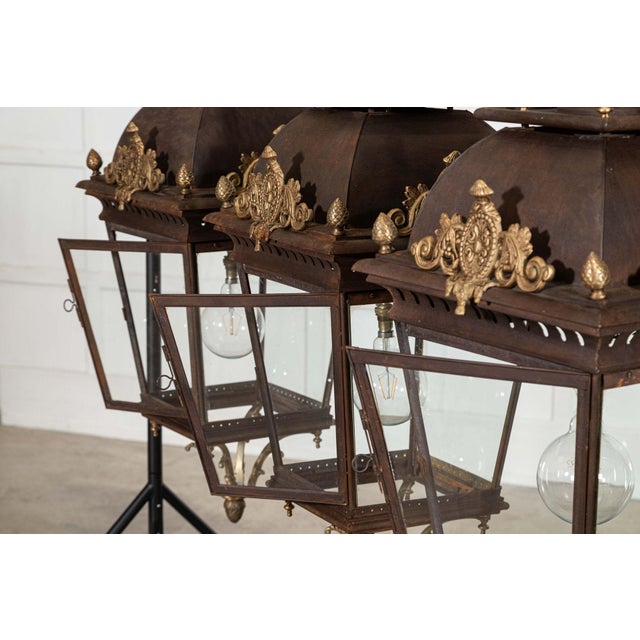 Metal Large French Bronze and Iron Lantern For Sale - Image 7 of 9