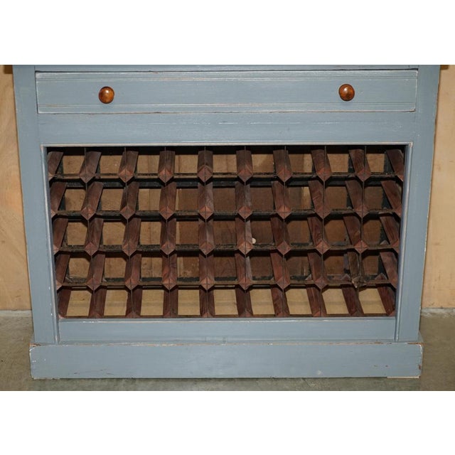 Large Vintage Wine Bottle Rack Sideboard with Drawer in Wood For Sale - Image 5 of 18