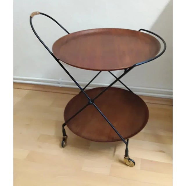 Vintage Swedish Bar Wagon with Black Iron Frame, 1960s For Sale - Image 6 of 10