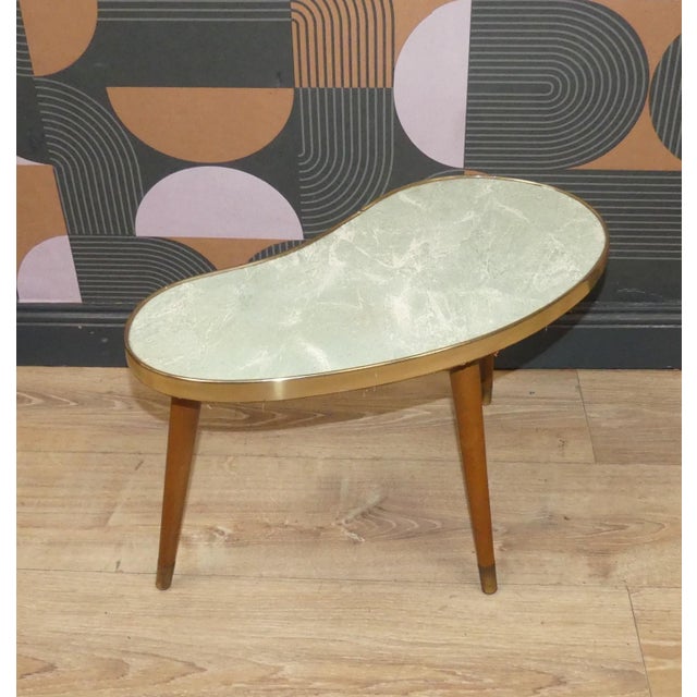 Kidney-Shaped Side Table in Pastel Green, 1950s For Sale - Image 4 of 10