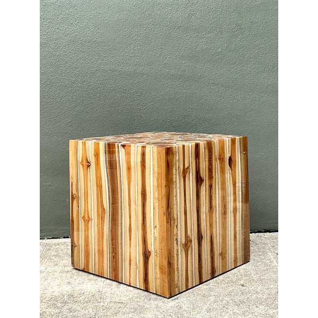Vintage Natural Wood Block Accent Table For Sale - Image 14 of 18