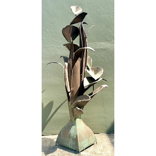 Metal Vintage Patinated Verdigris Copper Fountain For Sale - Image 7 of 12