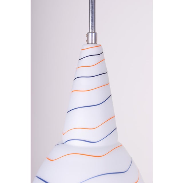 Mid-Century Modern Mid-Century Chandelier in Chromed Steel and Milk Glass, Czech, 1960s For Sale - Image 3 of 12