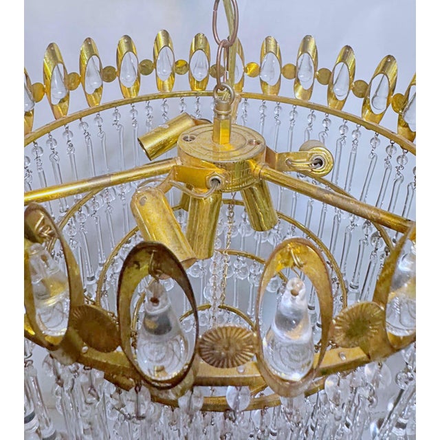 Gold Mid 20th Century Gold Frame Layered Chandelier For Sale - Image 8 of 9