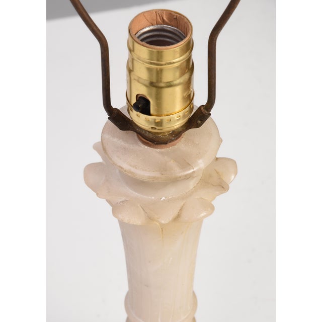 Stone Antique Italian Carved Alabaster Cornucopia Horn of Plenty Table Lamp For Sale - Image 7 of 10