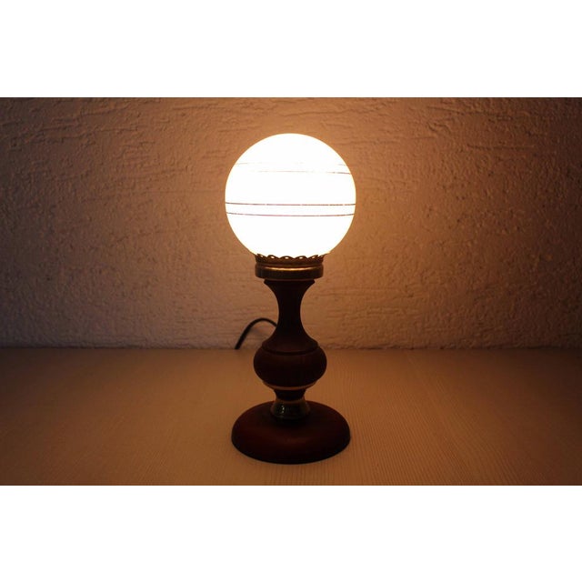 Mid-Century Modern Mood Light in Teak and Pink Clichy Glass, 1960s For Sale - Image 3 of 11
