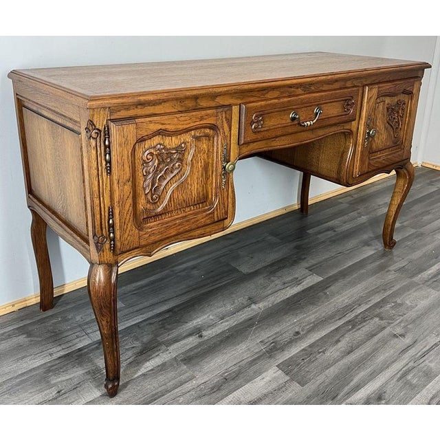 Vintage French Louis XIV Carved Oak Sideboard For Sale - Image 11 of 12