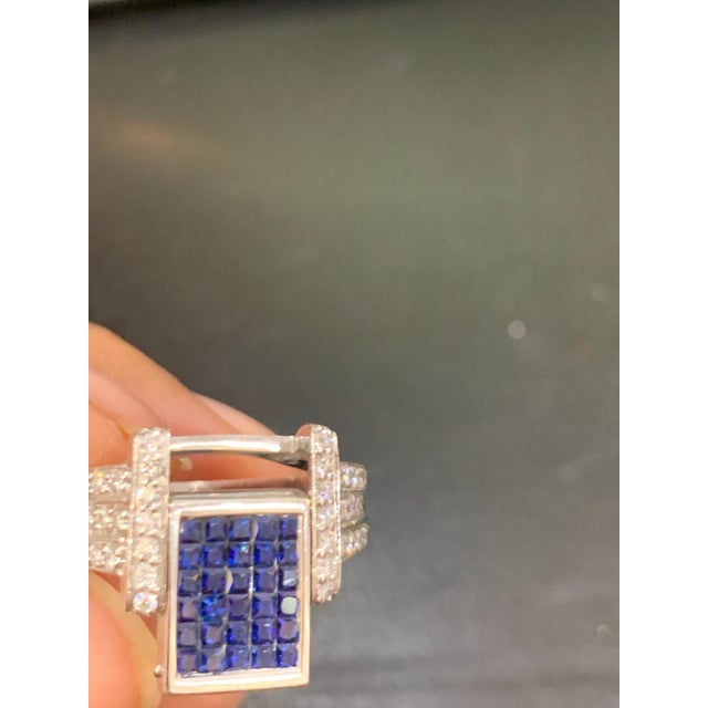 1.5 Carat Princess Cut Diamond & 1 Ct Blue Sapphire Flip Ring 14 K Gold, Unisex For Sale - Image 17 of 18