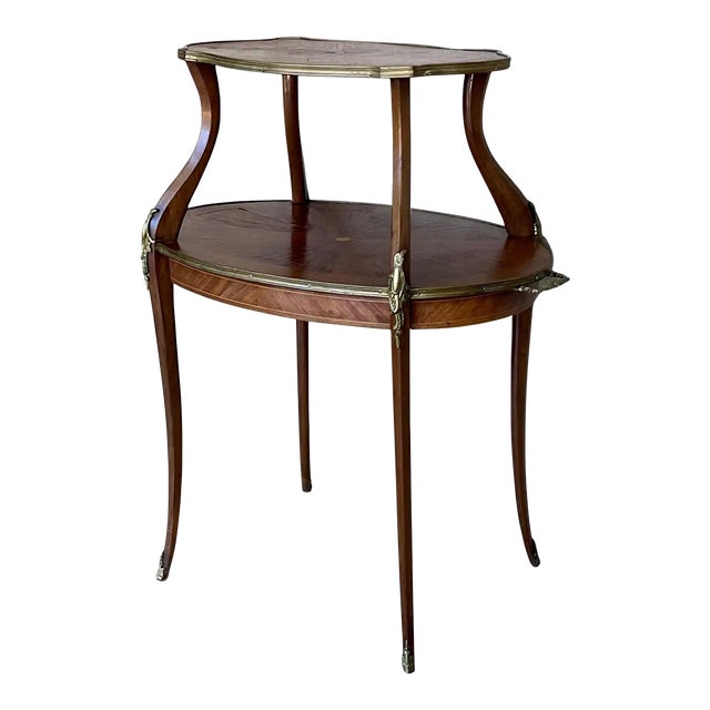 French Mahogany Brass Two-Tier Side or Coffee Table For Sale