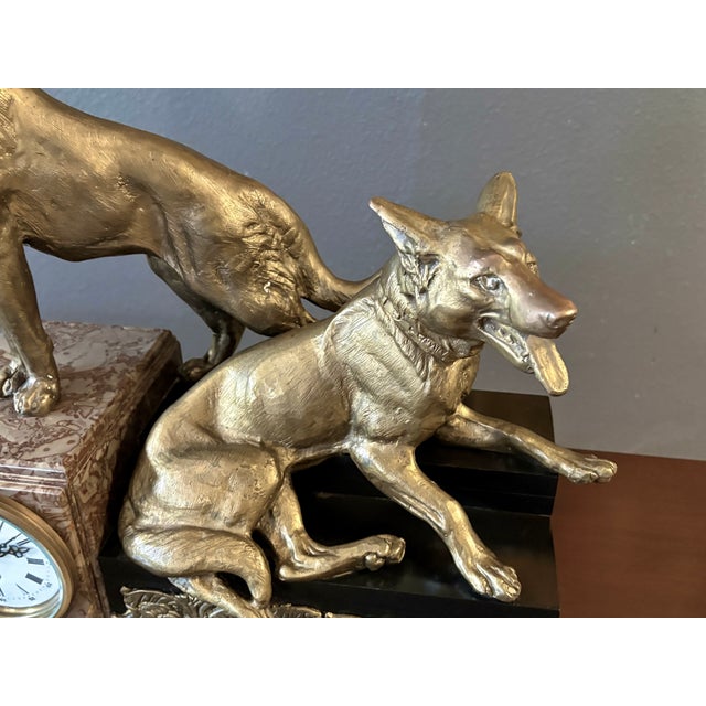 Antique Marble & Bronze Mantle Clock in the Style of Louis-Albert Carvin For Sale - Image 10 of 18