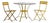 French Iron and Glass Garden Table with Folding Chairs, 1960, Set of 3 For Sale