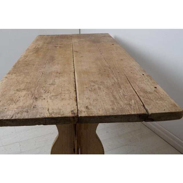 Rustic Folk Art Trestle Dining Table For Sale - Image 13 of 14