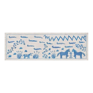 Blue Horse Suzani Wall Hanging, Mountains For Sale