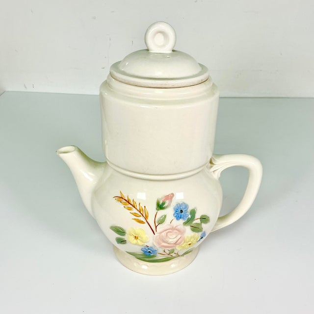 Art Deco 1931 Vintage Farmhouse Art Deco Boho Chic Porcelier Vitrequs Drip Coffee Purcolator, 6 Cup. For Sale - Image 3 of 13