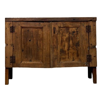 Low 19th Century Sideboard in Fir Wood with Two Doors For Sale