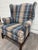 Traditional Vintage Wingback Plaid Upholstered Armchair For Sale - Image 3 of 11
