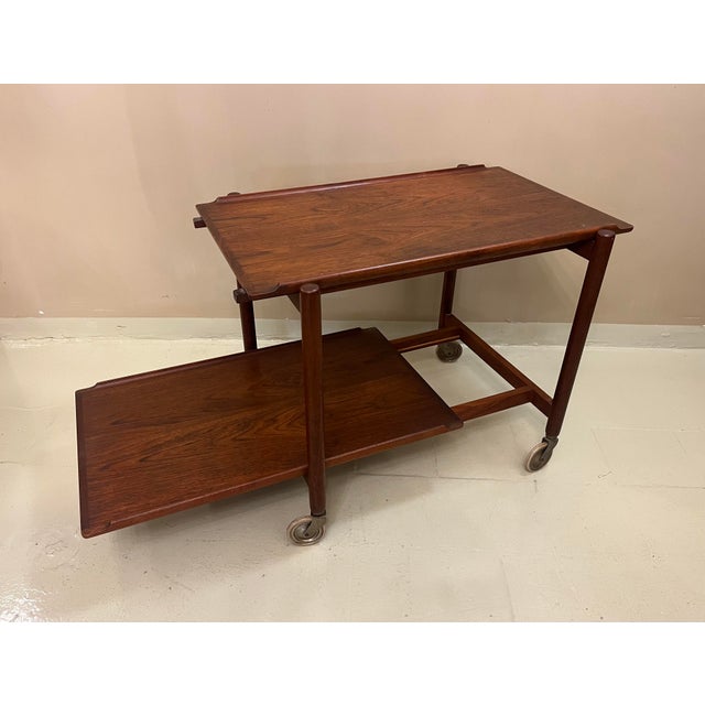 Extendable Teak Bar Cart by Poul Hundevad, Denmark, 1960s For Sale - Image 10 of 10